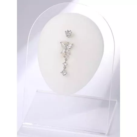 1 pieza Anillo de vientre miedoso plata zirconia cúbica con diseño de mariposa para mujeres para regalo de citas