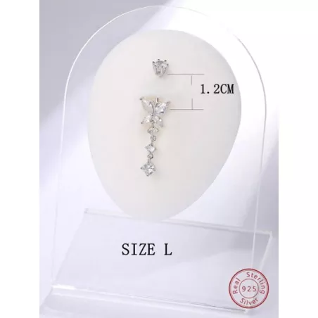 1 pieza Anillo de vientre miedoso plata zirconia cúbica con diseño de mariposa para mujeres para regalo de citas