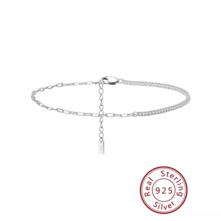 Pulsera tobillera minimalista plata esterlina