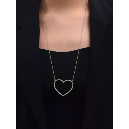 1 pieza grande corazon vacio Collar con colgante para mujeres fino clavícula con cadena amigo regalo Bisutería