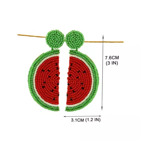 1 par Pendientes estilo bohemio con cuenta sandía para verano