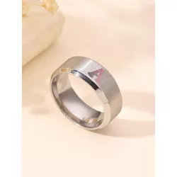 1 pieza Anillo 26 iniciales moda sencilla de acero inoxidable plata