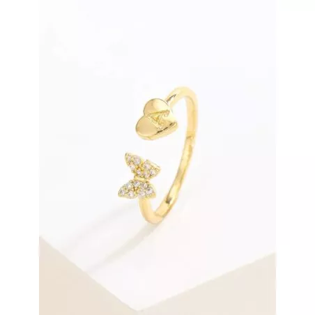 Anillo A de moda cobre zirconia cúbica letra y mariposa diseño adecuado para de mujeres uso diario