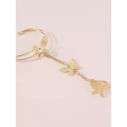 1 pieza Pulsera abierta de moda novedad con diseño de mariposa con aro , estilo vintage