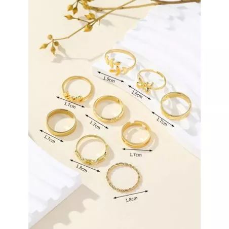 9 piezas/set Anillo con mariposa y letra