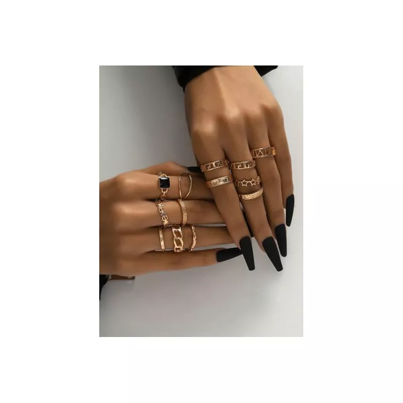 13 piezas / set Anillo moda con abertura & con diseño girante para mujeres para decoración diaria