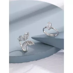 2 piezas/set Anillo accesorio nueva moda zirconia cúbica & con diseño de mariposa para niñas para graduación fiesta regalo de cu