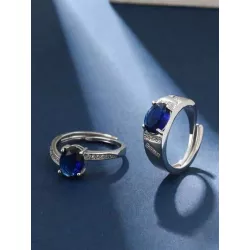 2 piezas/set Anillo atractivo zirconia cúbica para pareja para regalo