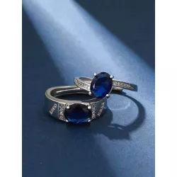 2 piezas/set Anillo atractivo zirconia cúbica para pareja para regalo