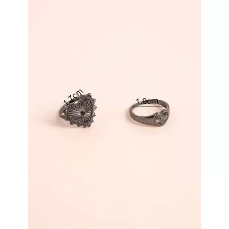 2 piezas/set Set de anillo vintage aleación de zinc con textura con diseño de corazón para mujeres para diariamente