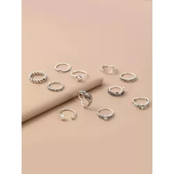 10 piezas Anillo con diseño de perla artificial