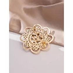 Broche a la moda y elegante con forma de flor hueca con incrustaciones de perlas de imitación y diamantes de imitación para ropa