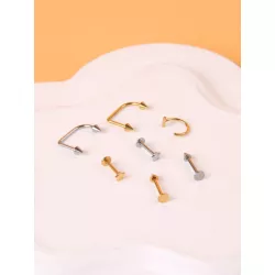 7 piezas Anillo de labio de acero inoxidable