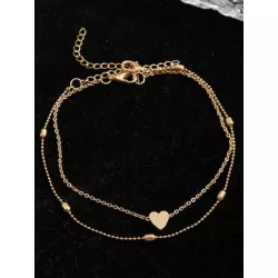 1 set Cadena tobillera de moda con adorno de corazón para mujeres para decoración diaria