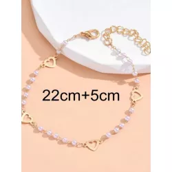 1 set Cadena tobillera de moda con adorno de corazón para mujeres para decoración diaria