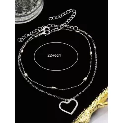 1 set Cadena tobillera de moda con adorno de corazón para mujeres para decoración diaria