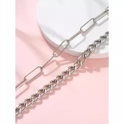 2 piezas/set Pulsera tobillera de moda aleación de aluminio minimalista para mujeres para decoración diaria