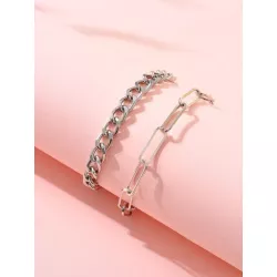 2 piezas/set Pulsera tobillera de moda aleación de aluminio minimalista para mujeres para decoración diaria