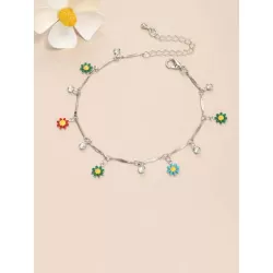 1 pieza Pulsera tobillera moda con diamante de imitación & con accesorio de flor para mujeres para vacación