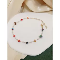 1 pieza Pulsera tobillera de moda piedra & con diseño de perla artificial para mujeres para decoración diaria