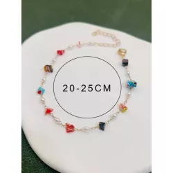 1 pieza Pulsera tobillera de moda piedra & con diseño de perla artificial para mujeres para decoración diaria