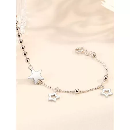 1 pieza Pulsera personalidad en forma de estrella con cuenta plata esterlina para mujeres