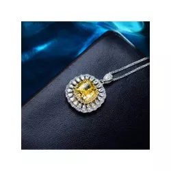 Collar con colgante plata 925 amarillo zirconia