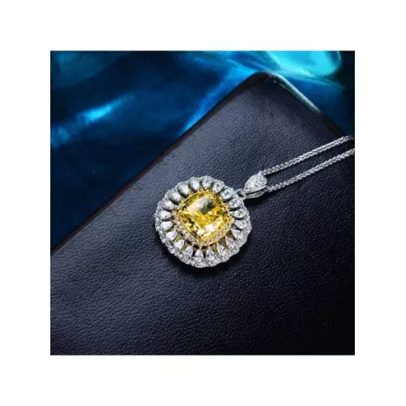 Collar con colgante plata 925 amarillo zirconia