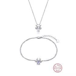 2 piezas elegante con dulce plata 925 & piedra de luna Pulsera con Set collar , adecuado para de mujeres verano uso diario , tra