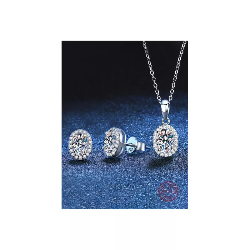 3 piezas elegante & dulce plata de ley 925 & zirconia cúbica piedra Pendientes de tachuela con Set collar para mujeres , adecuad