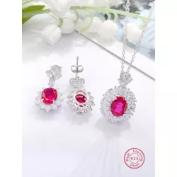 3 piezas de moda con elegante plata 925 & zirconia Pendientes con Collar Set joya , adecuado para mujeres a desgaste en trabajar