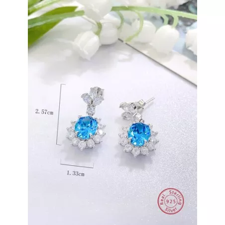 3 piezas de moda con elegante plata 925 & zirconia Pendientes con Collar Set joya , adecuado para mujeres a desgaste en trabajar