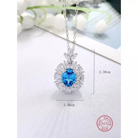 3 piezas de moda con elegante plata 925 & zirconia Pendientes con Collar Set joya , adecuado para mujeres a desgaste en trabajar