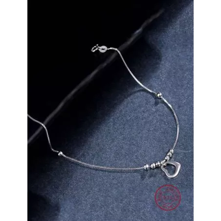 1 pieza Pulsera tobillera de moda con accesorio de corazón plata para mujeres para decoración diaria