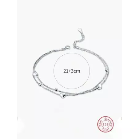 1 pieza Pulsera a capas de moda con corazón & con diseño de cuenta plata para mujeres para Día de la Madre regalo