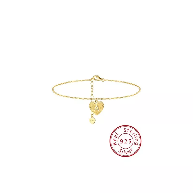 1 pieza iniciales plata de ley 925 Pulsera tobillera de cadena 26 Mujer playa vacación Bisutería Cadena de pie para niña de cump