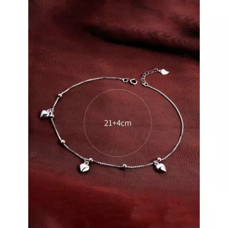 Pulsera tobillera con accesorio de corazón plata