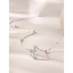 1 pieza Cadena tobillera exquisito zirconia cúbica adorno ancla accesorio plata esterlina para mujeres para playa