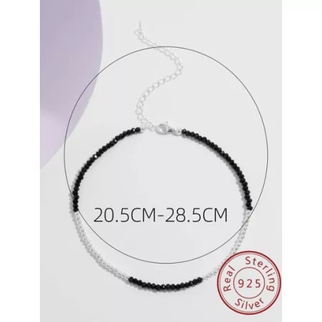 1 pieza Pulsera tobillera minimalista negro & blanco cuenta plata esterlina para mujeres para verano vacación fiesta playa