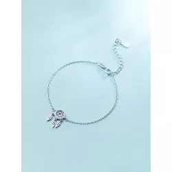 Pulsera S925 plata esterlina hoja para mujeres , moda con cadena estilo , boda & regalo de cumpleaños