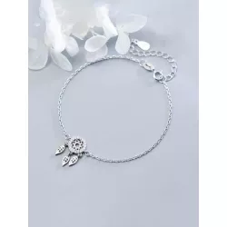 Pulsera S925 plata esterlina hoja para mujeres , moda con cadena estilo , boda & regalo de cumpleaños