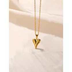 1 pieza de acero inoxidable en forma de corazón Collar con colgante para mujeres , estilo interior clavícula con cadena Accesori