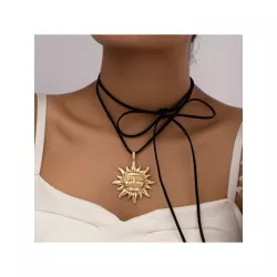 1 pieza Collar con colgante de moda vintage sol para mujeres , vacación regalo