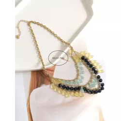 Collar de cuentas de gota de agua multicapa para mujer, para vacaciones de verano, viajes, fiesta en la playa, 1 pieza