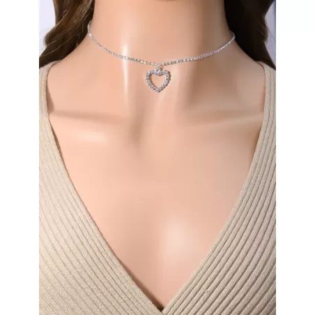 Collar con diamante de imitación & con adorno de corazón