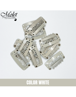 Molet European Human Hair Clips Hair Extensions Color White